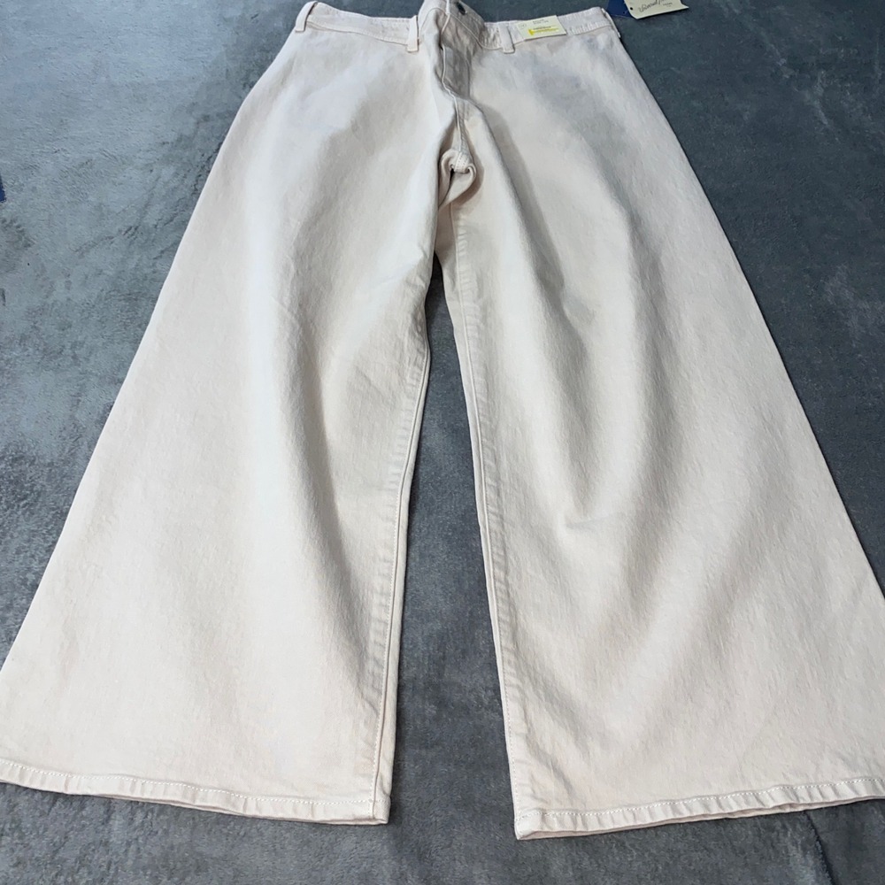 Universal Thread Jeans Women 14 Cream Sailor Wide Leg High Rise Relaxed Thigh